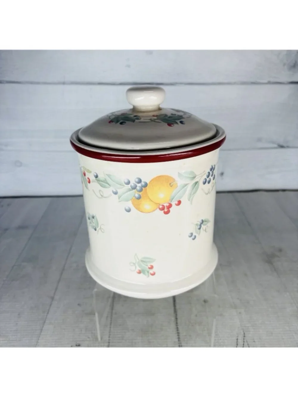 Jay Imports Corelle Coordinates ABUNDANCE Fruit Stoneware Large Lid Canister Jar